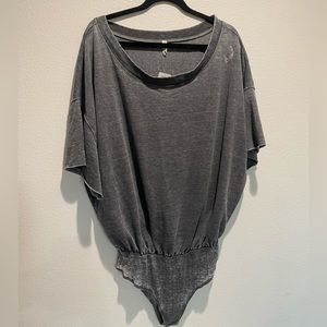 Free People Grey T-Shirt Bodysuit